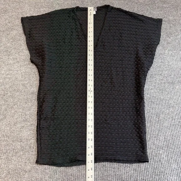 Jordan Taylor Black Textured Cover Up V Neck Shirt Beach Women's Medium - Picture 4 of 8